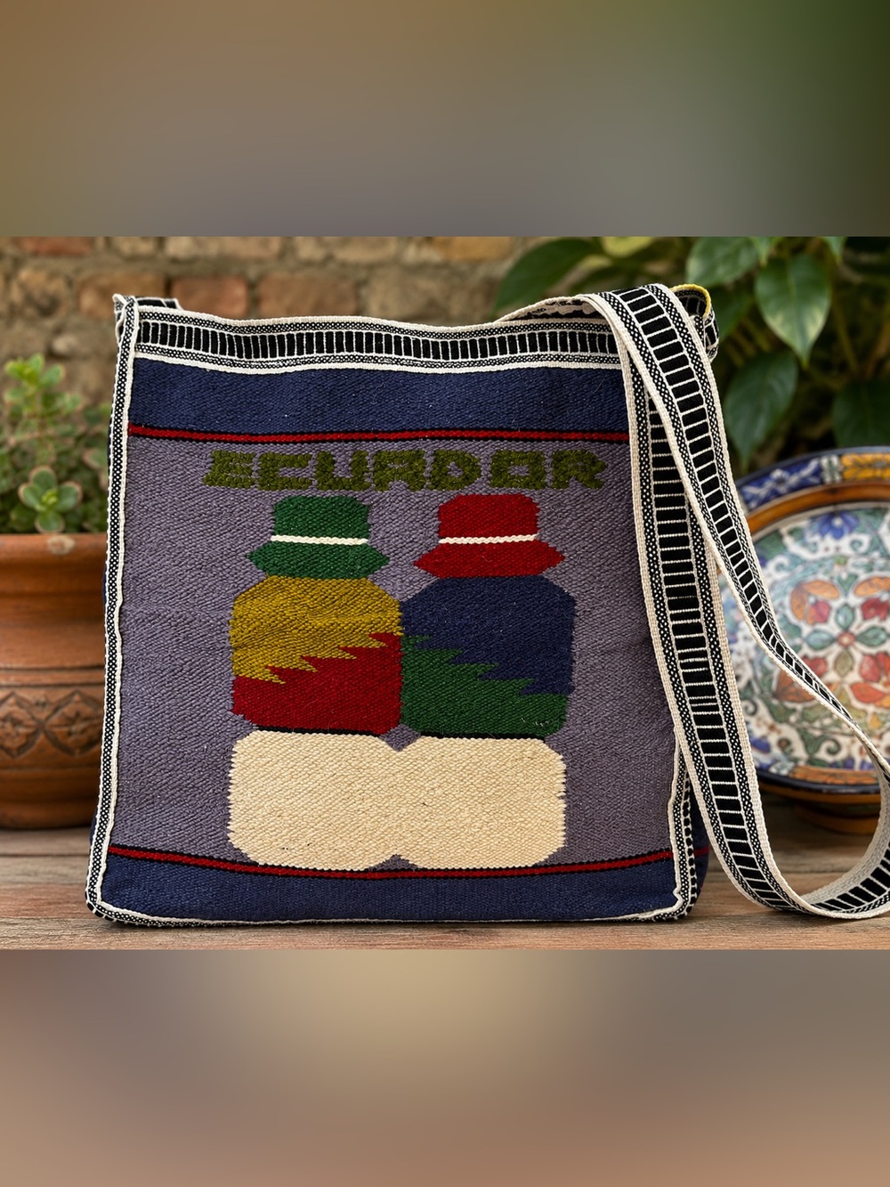 Ecuador Woven Textile Shoulder Bag Satchel Folk Art Boho 14”